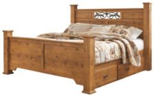 Bittersweet King Poster Bed with 2 Storage Drawers
