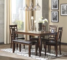 Bennox Dining Room Table and Chairs with Bench (Set of 6)