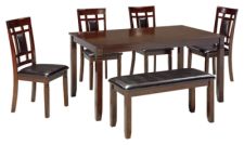 Bennox Dining Room Table and Chairs with Bench (Set of 6)