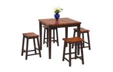 5-pc Square Counter Height Leg Table with 4 Stools