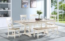 96 in Trestle Table w/ 20 in Leaf - Dining Torrance White