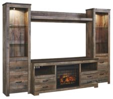 Trinell 4-Piece Entertainment Center with Electric Fireplace