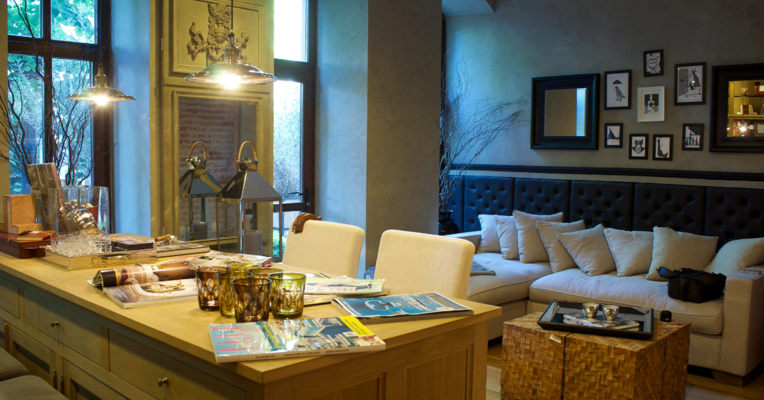 Cozy fall-inspired living room with warm-toned sofa, rustic coffee table, and seasonal décor accents.