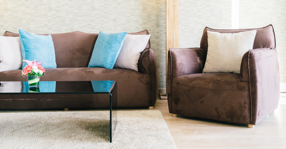 compact modern sofa in a small living room
